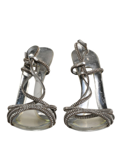 Dolce &amp; Gabbana Zilveren Strass Enkelband Hakken Sandalen Schoenen