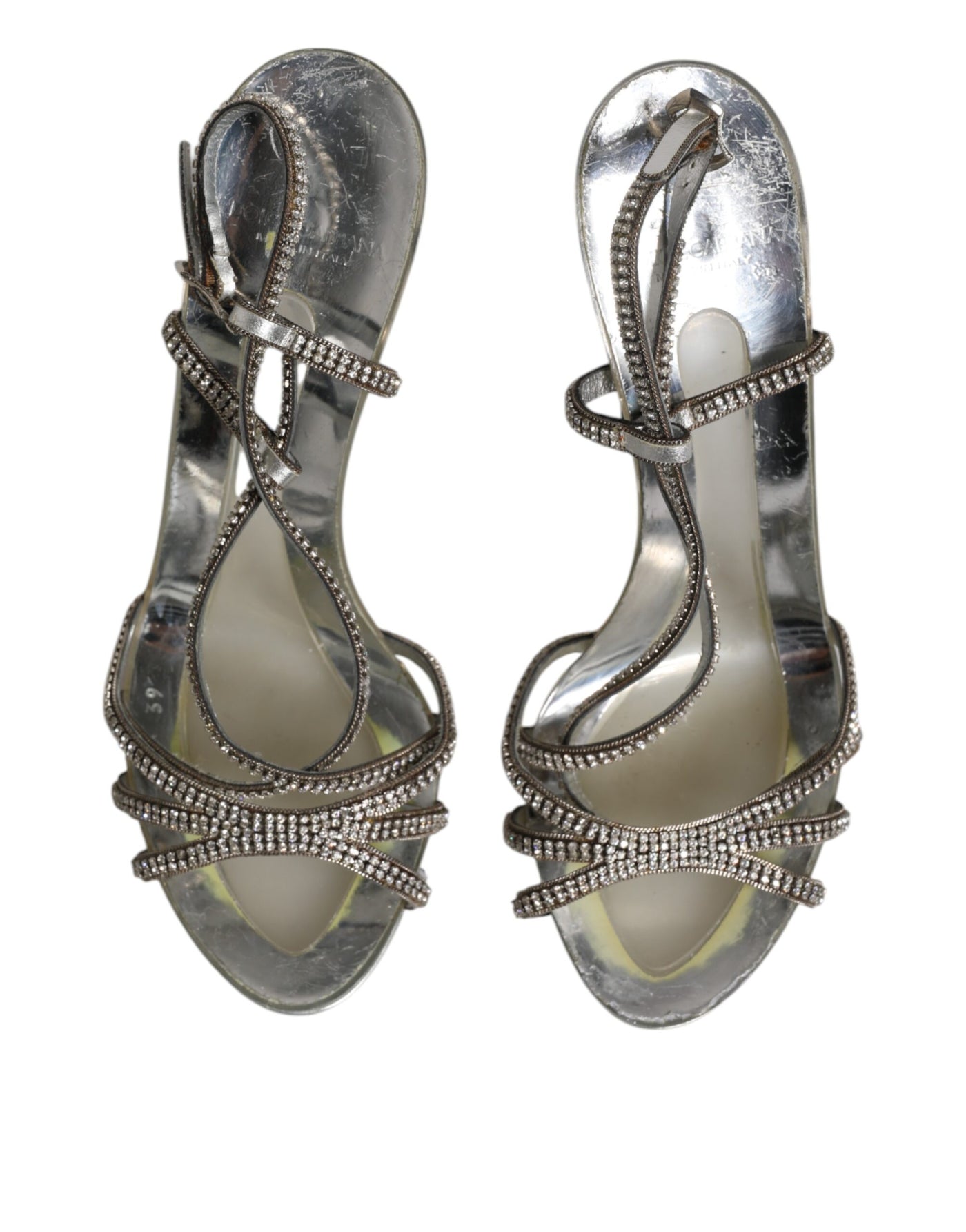 Dolce &amp; Gabbana Zilveren Strass Enkelband Hakken Sandalen Schoenen