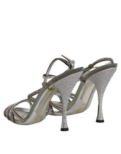 Dolce &amp; Gabbana Zilveren Strass Enkelband Hakken Sandalen Schoenen
