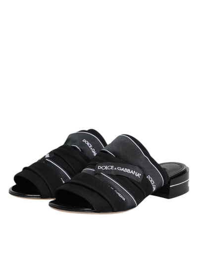 Dolce &amp; Gabbana Zwarte Slides Slip On Sandalen Schoenen