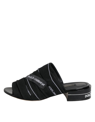 Dolce &amp; Gabbana Zwarte Slides Slip On Sandalen Schoenen