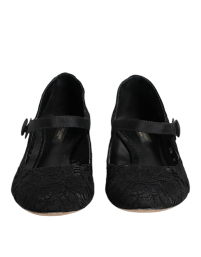 Dolce & Gabbana Black Vally Taormina Floral Lace Pumps Shoes