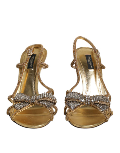 Dolce &amp; Gabbana gouden strass enkelband hakken sandalen schoenen