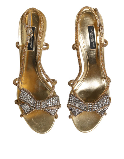 Dolce &amp; Gabbana gouden strass enkelband hakken sandalen schoenen