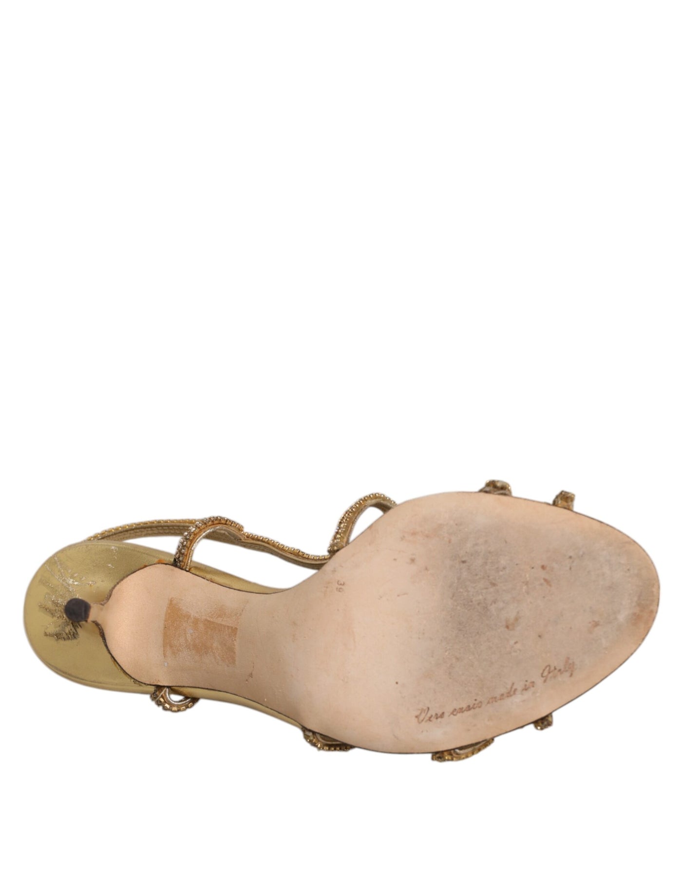 Dolce &amp; Gabbana gouden strass enkelband hakken sandalen schoenen