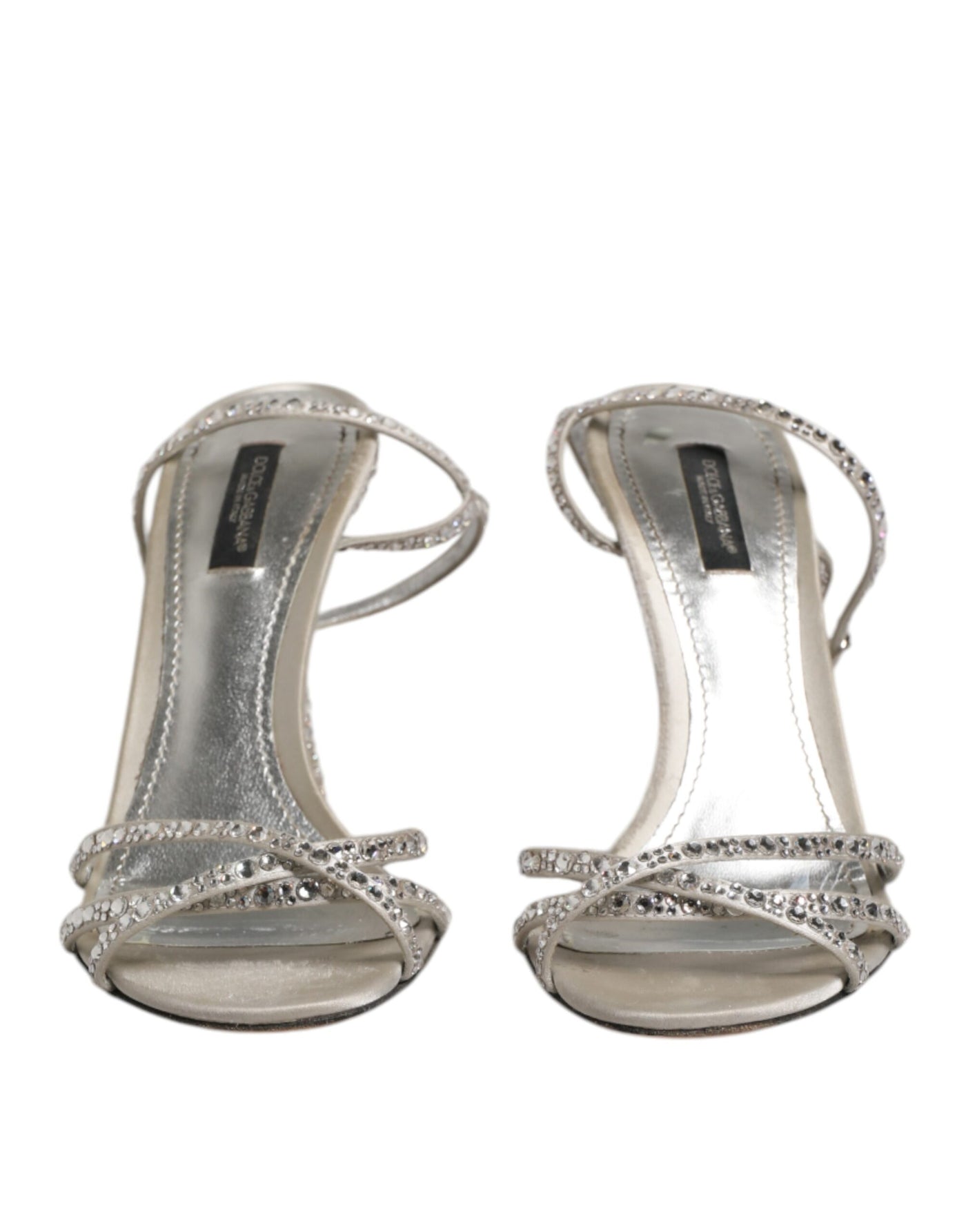 Dolce &amp; Gabbana Zilveren Strass Enkelband KEIRA Sandalen Schoenen