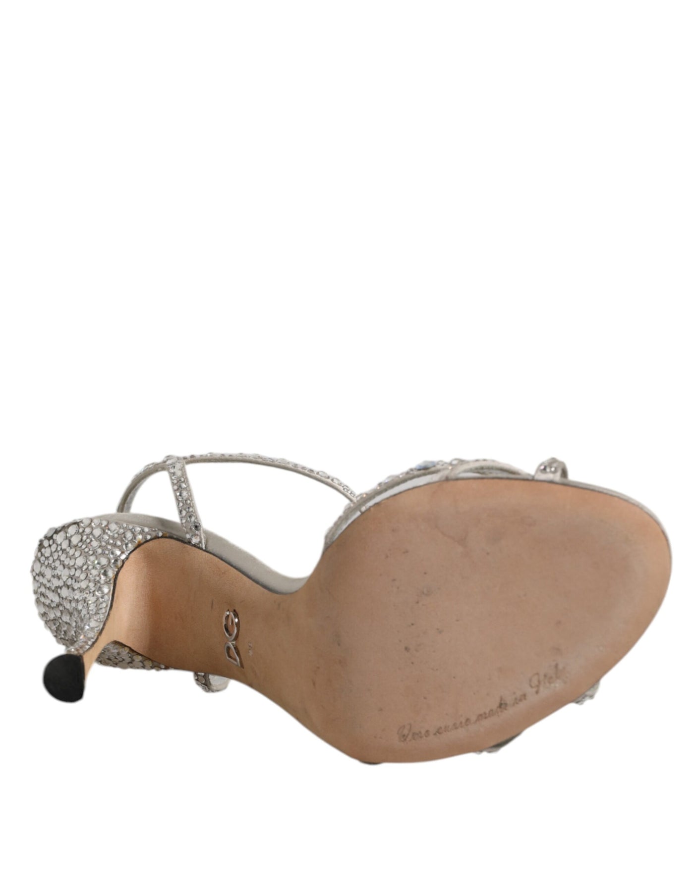 Dolce &amp; Gabbana Zilveren Strass Enkelband KEIRA Sandalen Schoenen