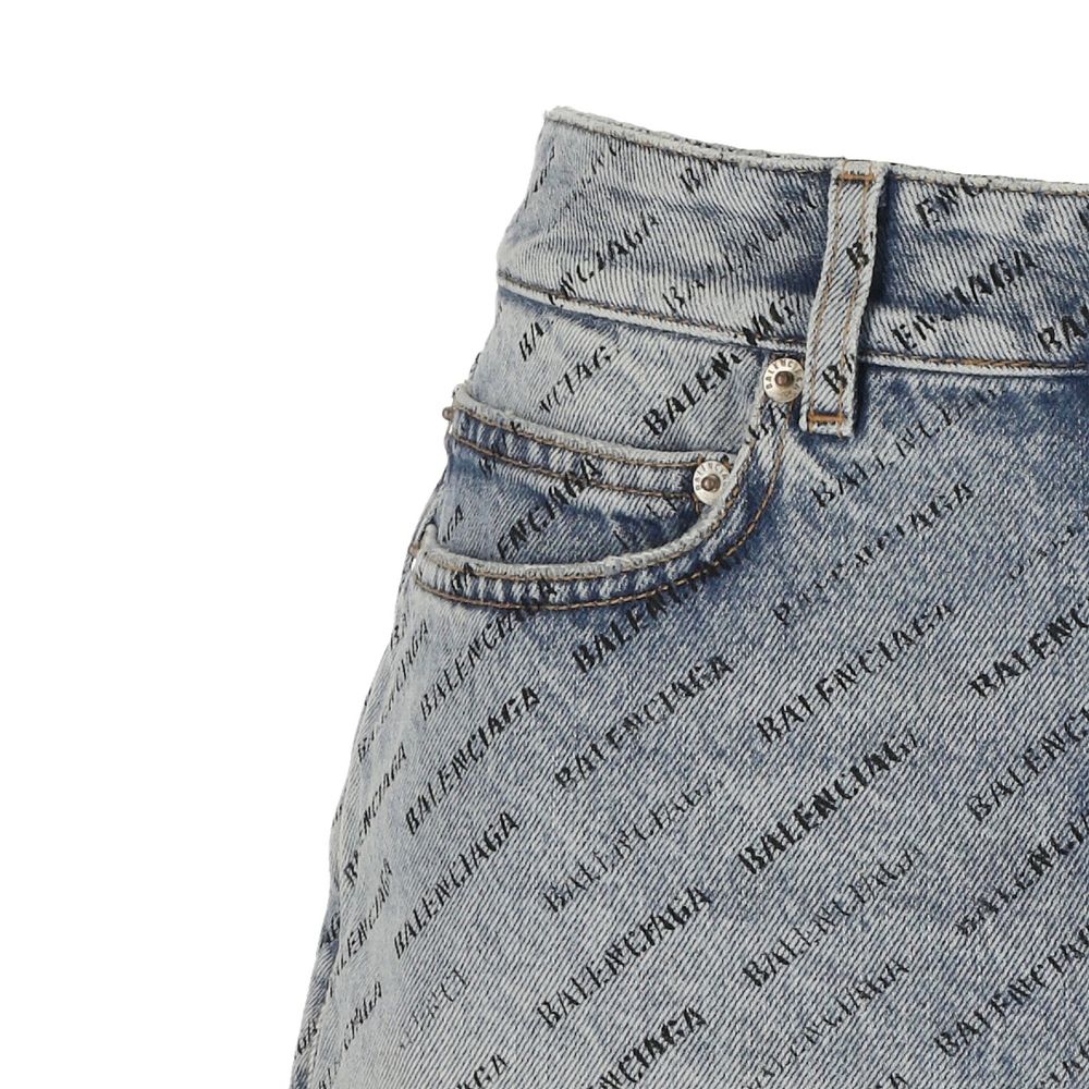 Balenciaga Logo Print Denim Rok