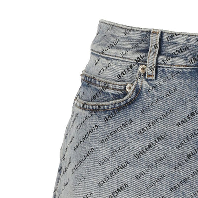 Balenciaga Logo Print Denim Rok