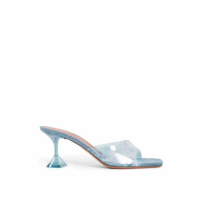 Amina Muaddi Lupita Glass Pvc Denim Mules