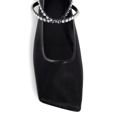 Amina Muaddi Mesh Crystal Ballerina Flats