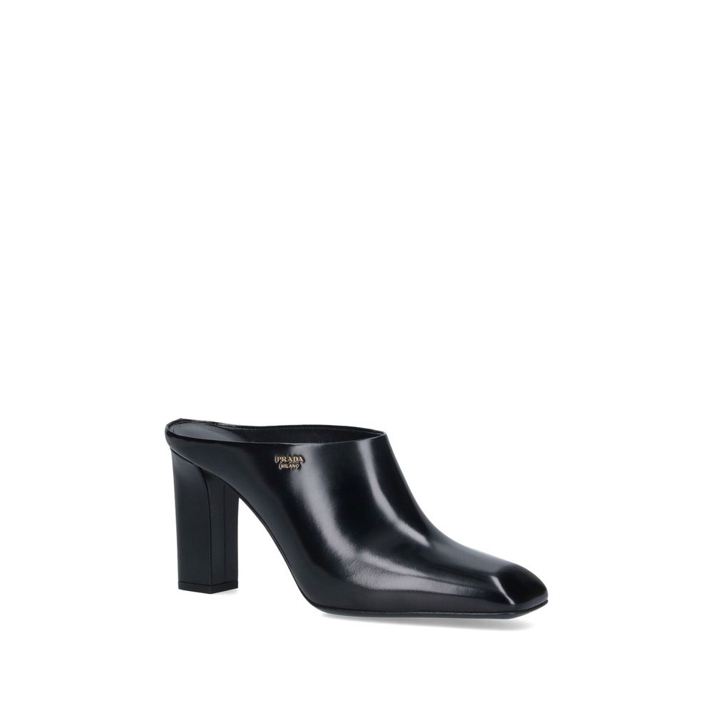 Mules Prada en cuir avec logo