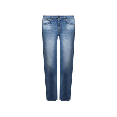 Jean en denim avec logo en coton Versace