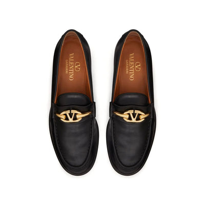 Valentino Garavani V-Logo Moon Leather Loafers