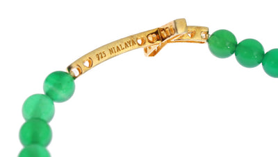 Nialaya Jade Stone Gold CZ Cross 925 Zilveren Armband