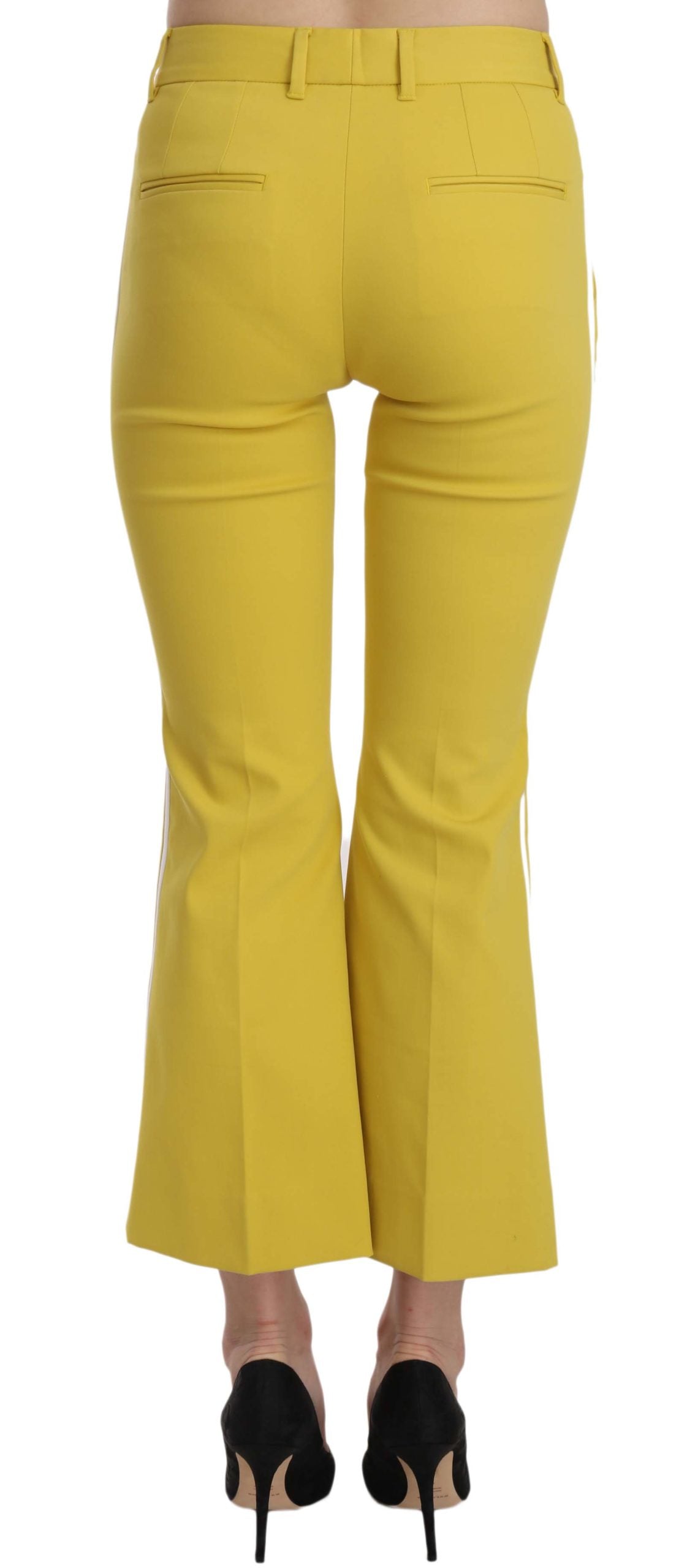Dolce &amp; Gabbana gele uitlopende bootcut capribroek van katoen