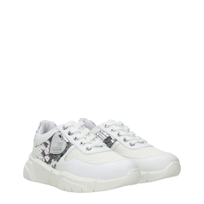 Love Moschino Witte Stoffen Dikke Sneakers