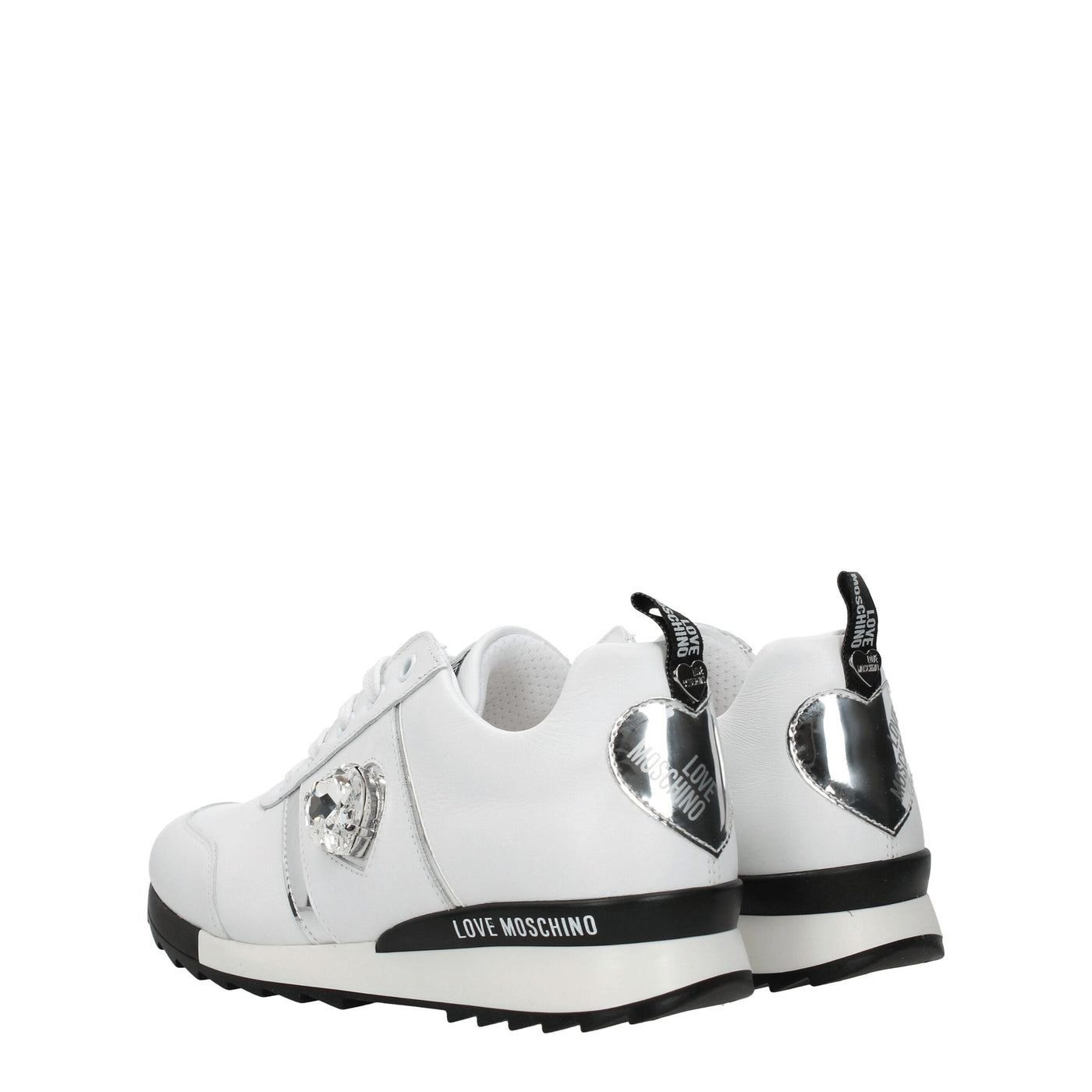 Love Moschino White Leather Low Tops