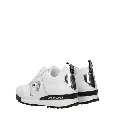 Love Moschino White Leather Low Tops
