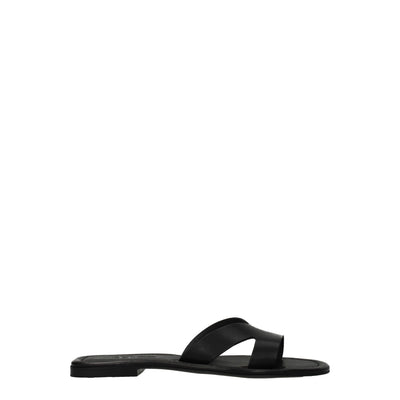 Kenzo Zwarte Leren Pantoffels Sandalen