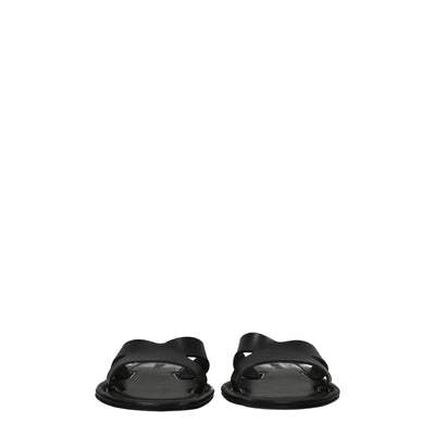 Kenzo Zwarte Leren Pantoffels Sandalen