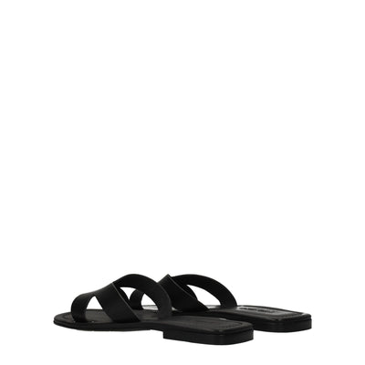 Kenzo Zwarte Leren Pantoffels Sandalen