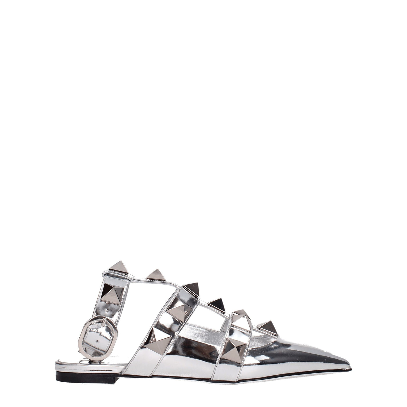 Valentino Garavani Grijze Leren Platte Sandalen