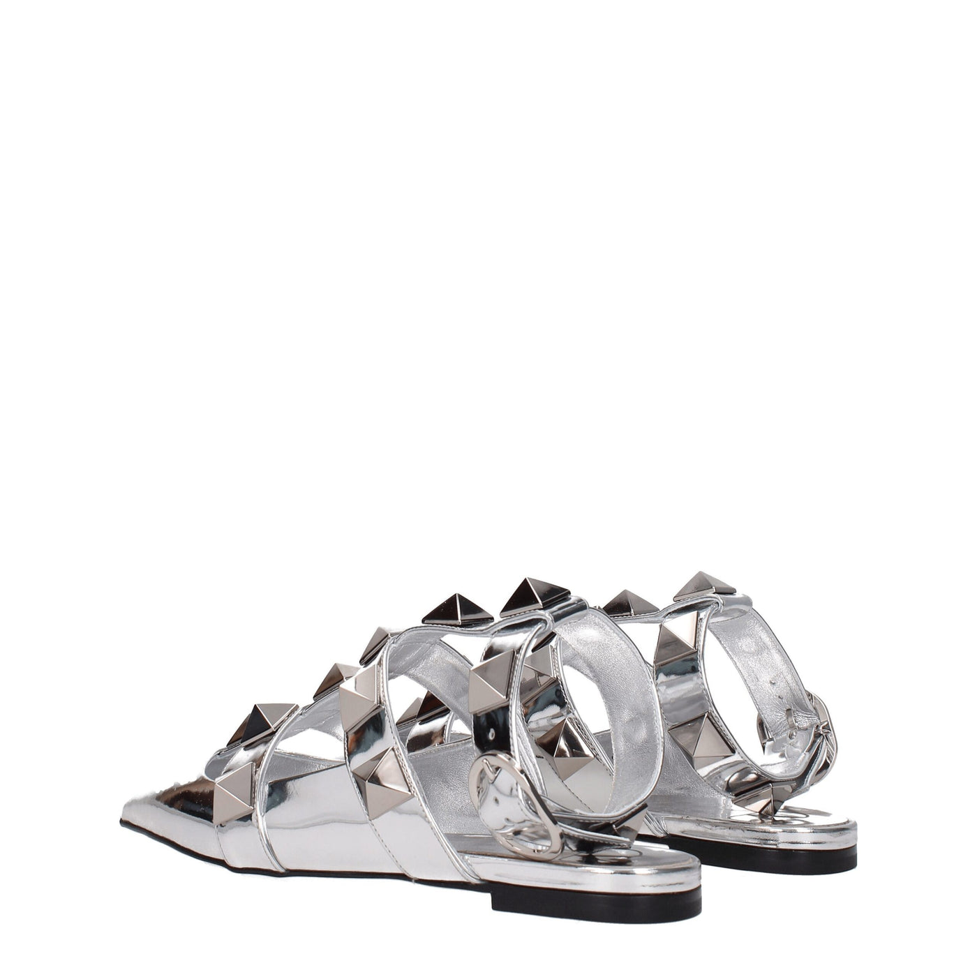 Valentino Garavani Grijze Leren Platte Sandalen