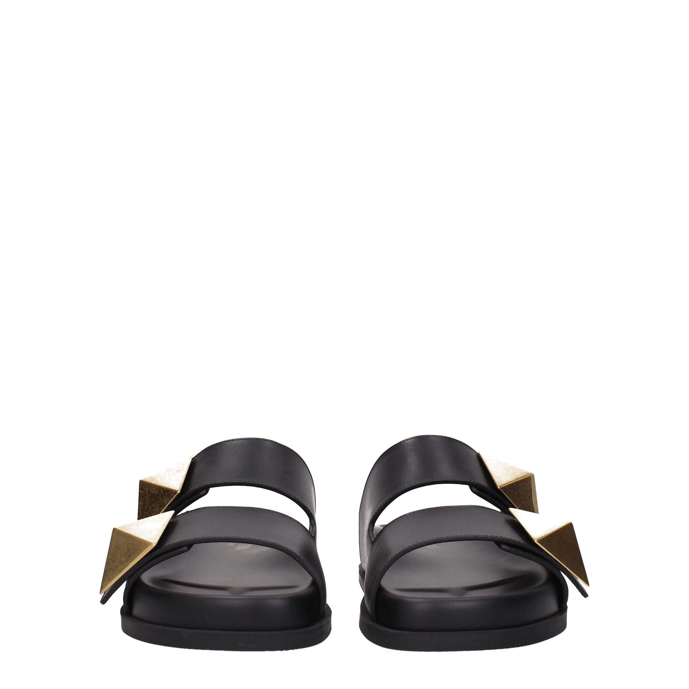 Valentino Garavani Zwarte Leren Pantoffels Sandalen