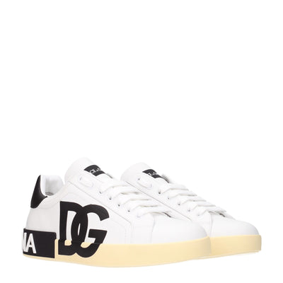 Baskets basses en cuir blanc Dolce &amp; Gabbana