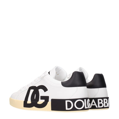 Baskets basses en cuir blanc Dolce &amp; Gabbana