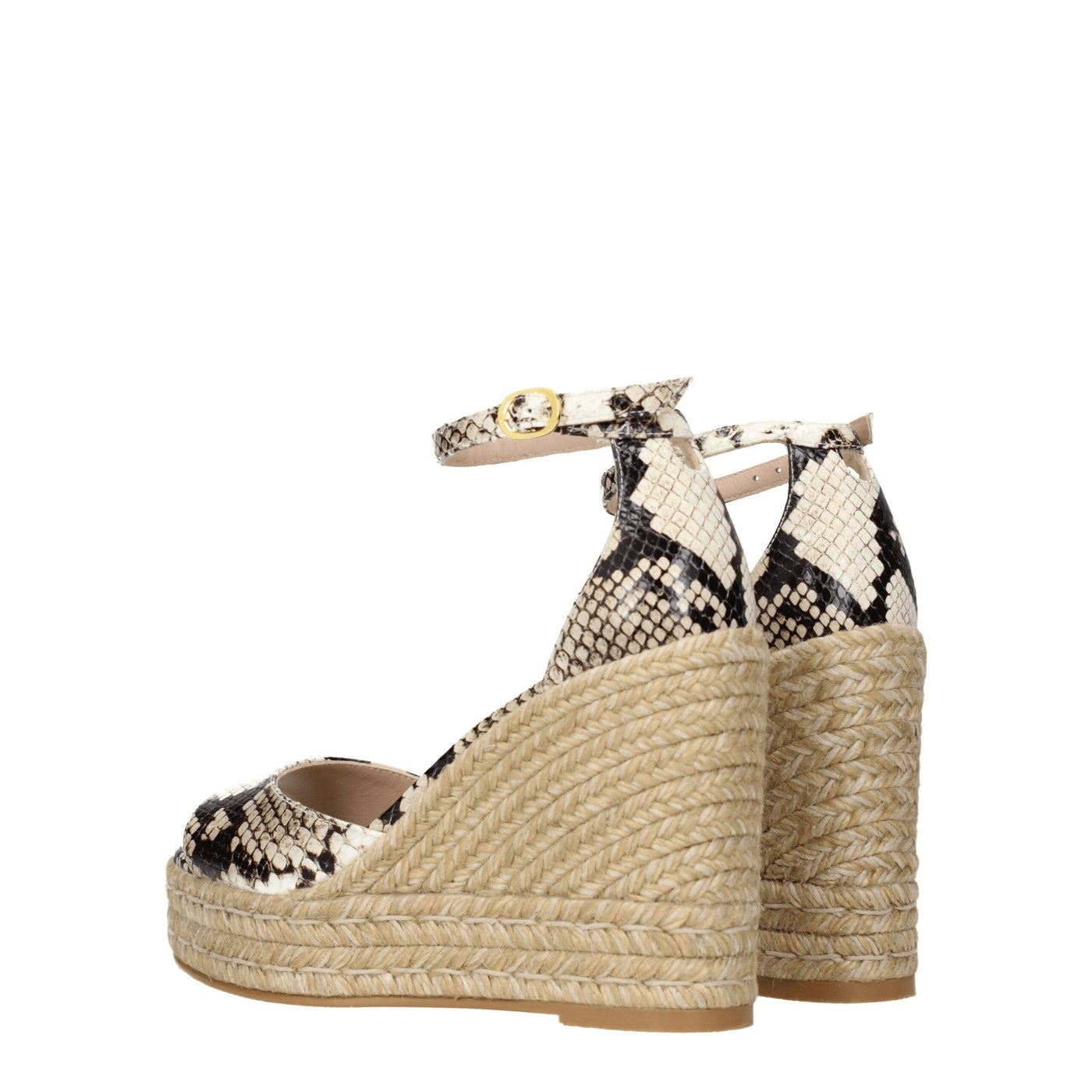 Stuart Weitzman beige leren sandalen met sleehak
