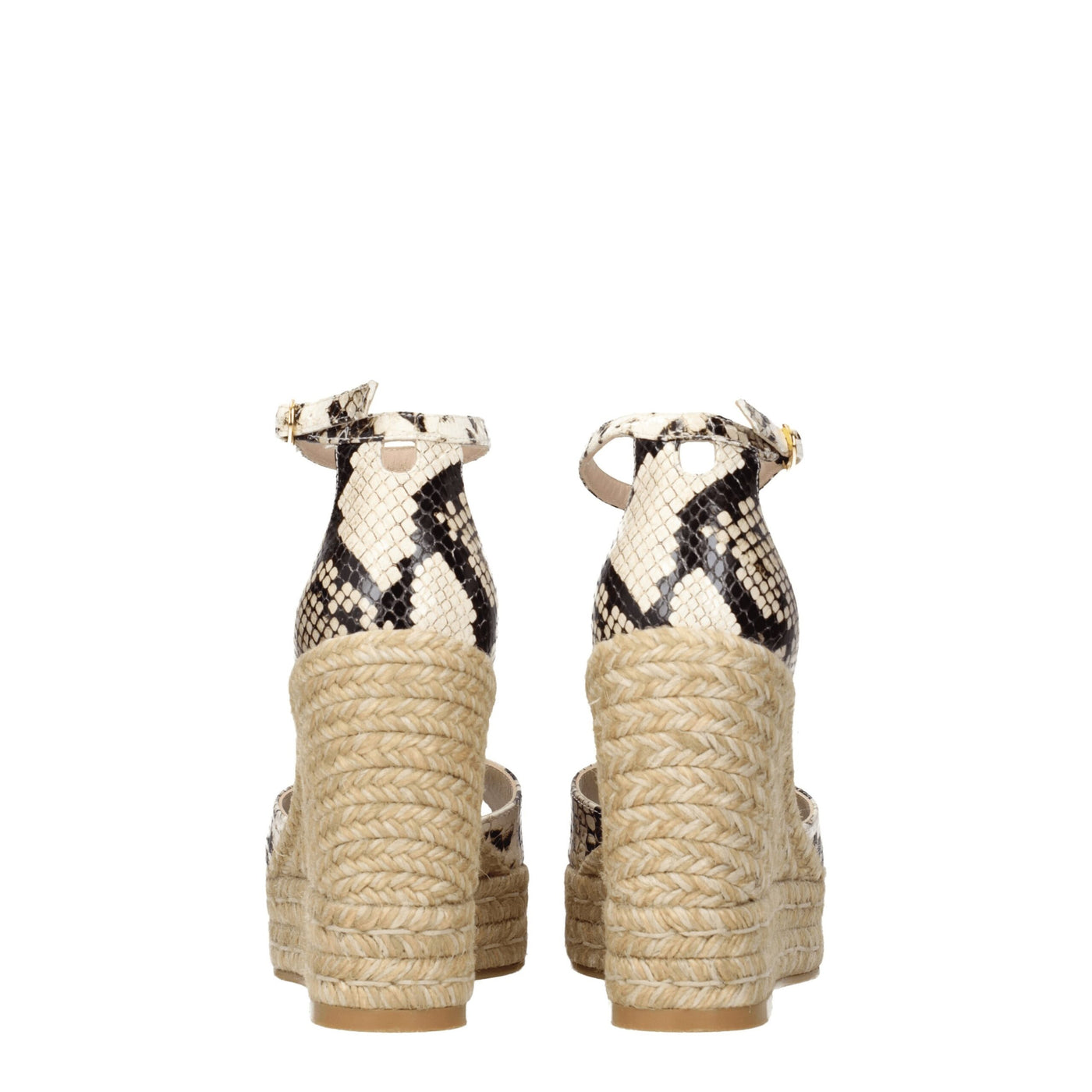 Stuart Weitzman beige leren sandalen met sleehak