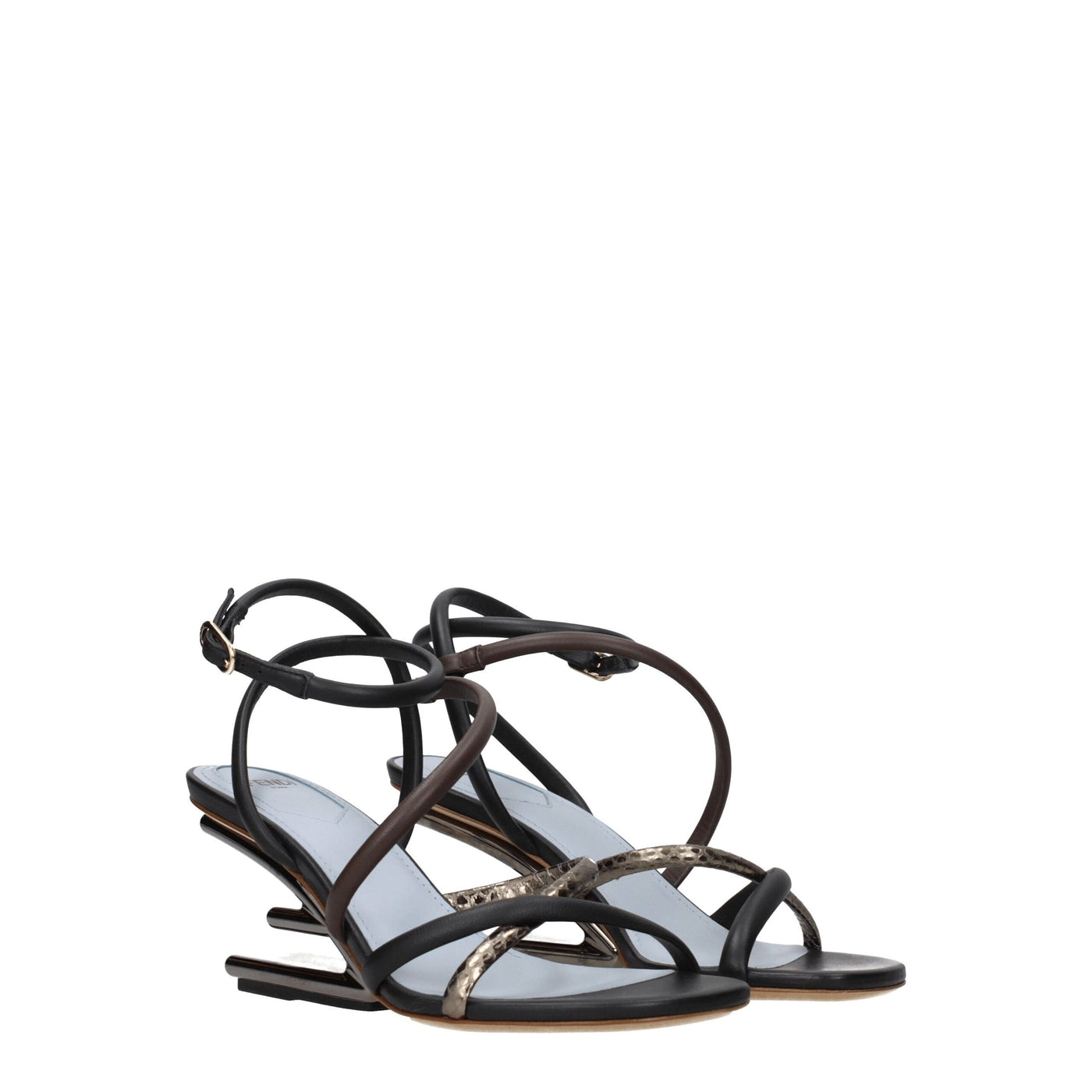 Fendi Multicolor leren platte sandalen