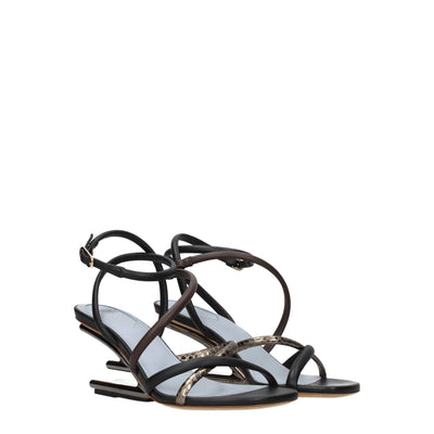 Fendi Multicolor leren platte sandalen