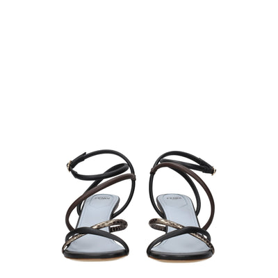 Fendi Multicolor leren platte sandalen