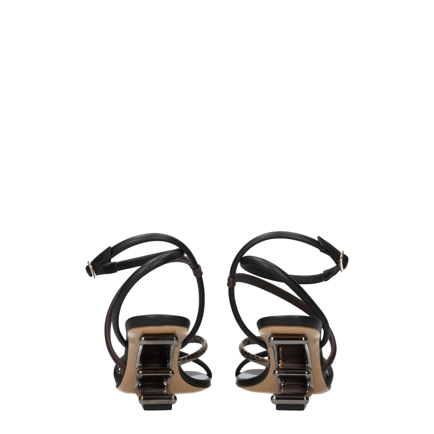 Fendi Multicolor leren platte sandalen