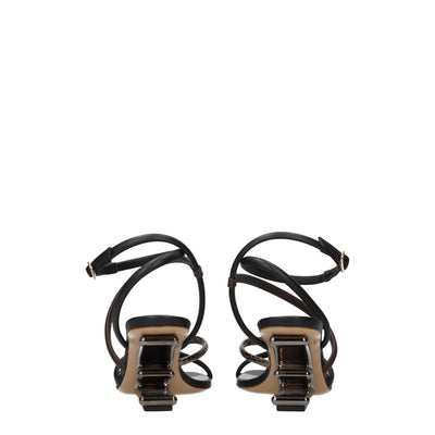 Fendi Multicolor leren platte sandalen