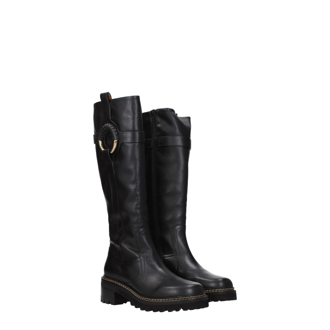 See By Chloé Black Leather Over The Knee