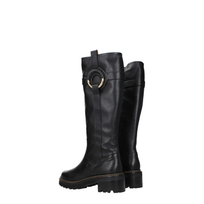 See By Chloé Black Leather Over The Knee