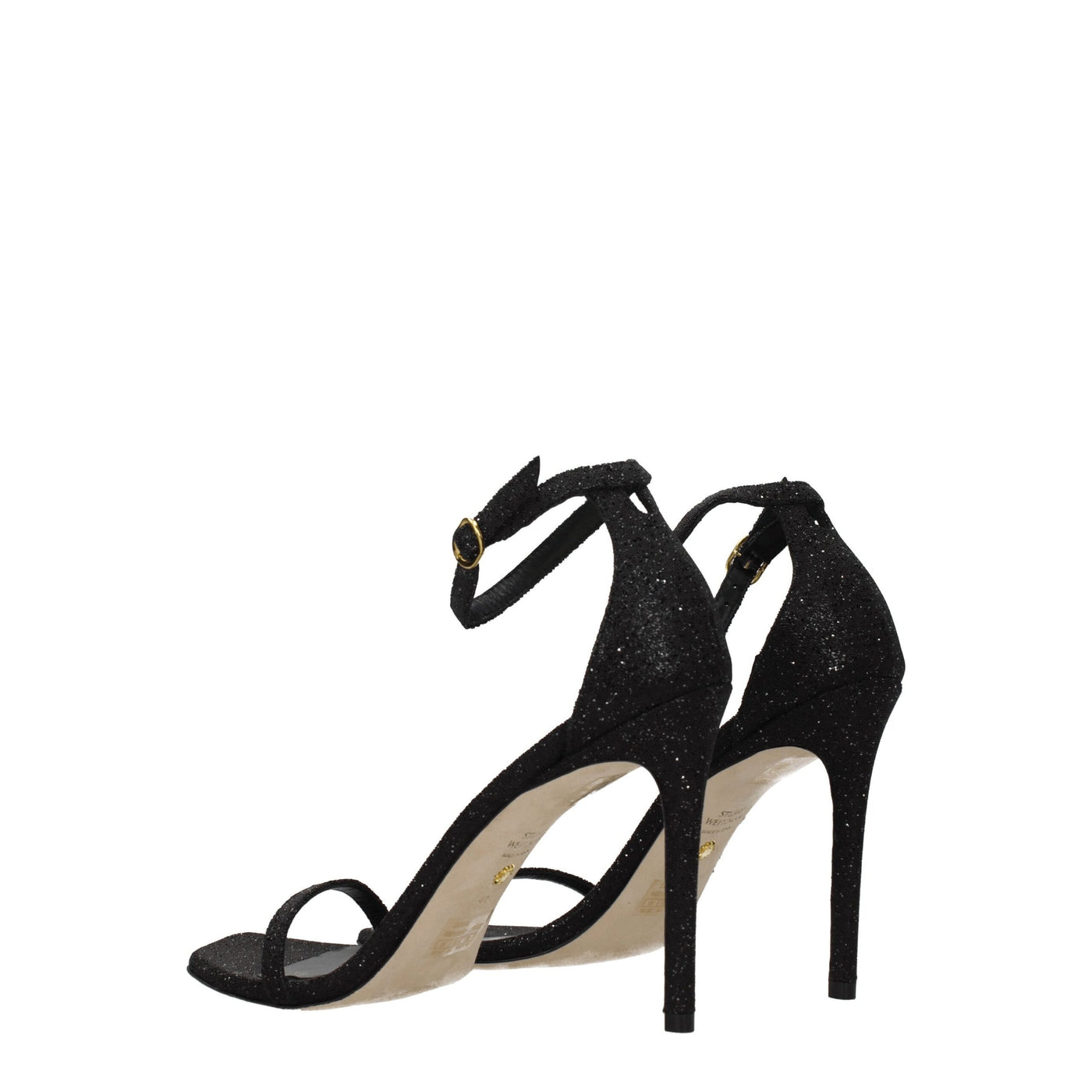 Stuart Weitzman Zwarte Kristallen Stiletto Hakken Sandalen