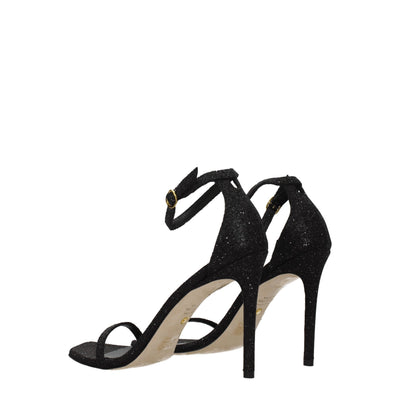 Stuart Weitzman Zwarte Kristallen Stiletto Hakken Sandalen