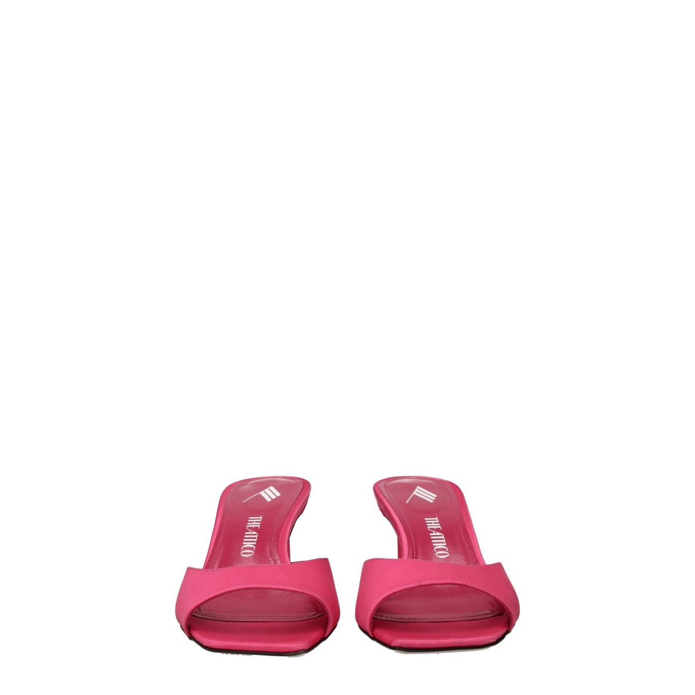 De Attico roze stoffen platte sandalen