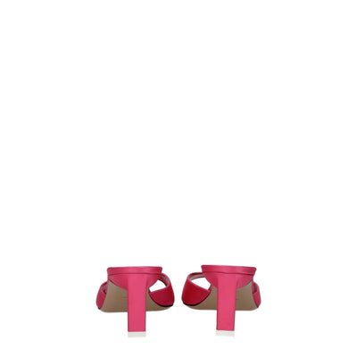 De Attico roze stoffen platte sandalen