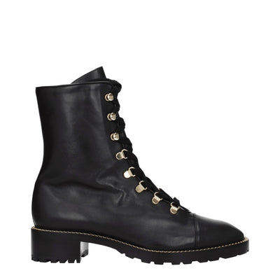 Stuart Weitzman zwarte leren enkellaarsjes