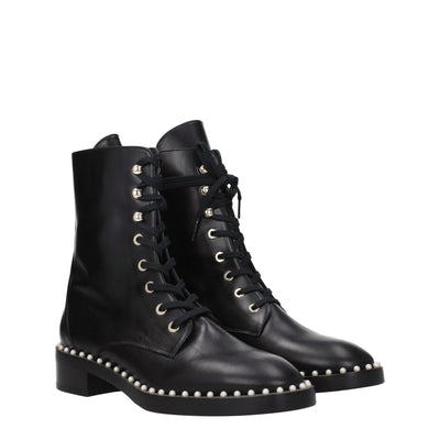 Stuart Weitzman zwarte leren enkellaarsjes