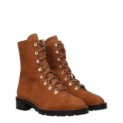 Stuart Weitzman Bruine Leren Enkellaarsjes
