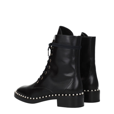Stuart Weitzman zwarte leren enkellaarsjes