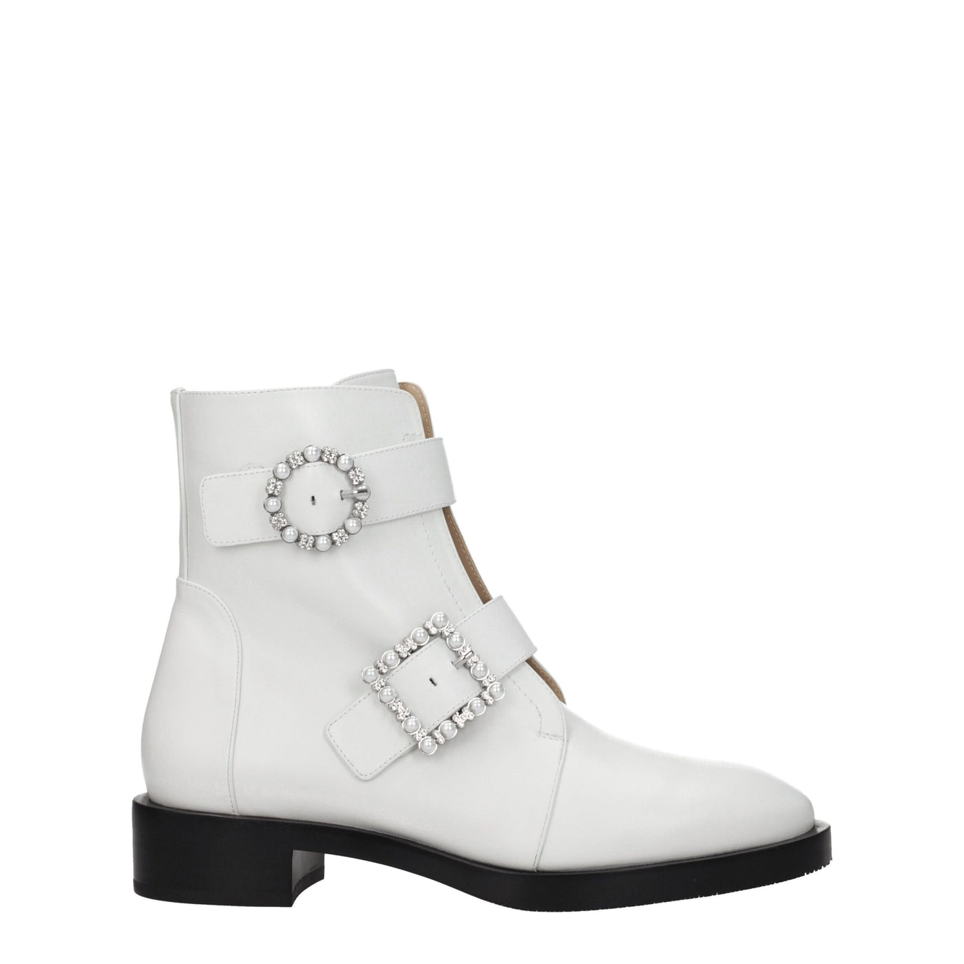 Stuart Weitzman witte leren enkellaarsjes