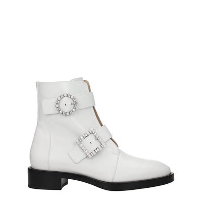 Stuart Weitzman witte leren enkellaarsjes
